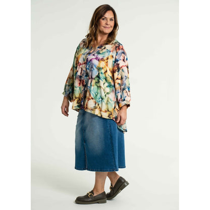 Gozzip Woman Alena Long denim baggy skir Long Skirt Light Blue Denim