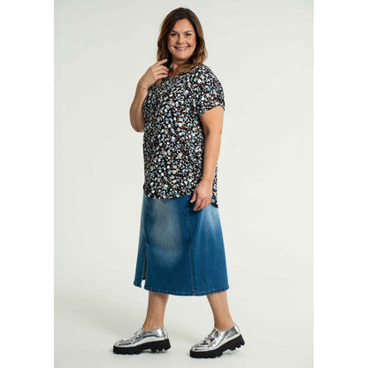 Gozzip Woman Alena Long denim baggy skir Long Skirt Light Blue Denim