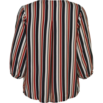 Gozzip Woman Ena Blouse Shirt Blouse Black/Burn Orange Stripe
