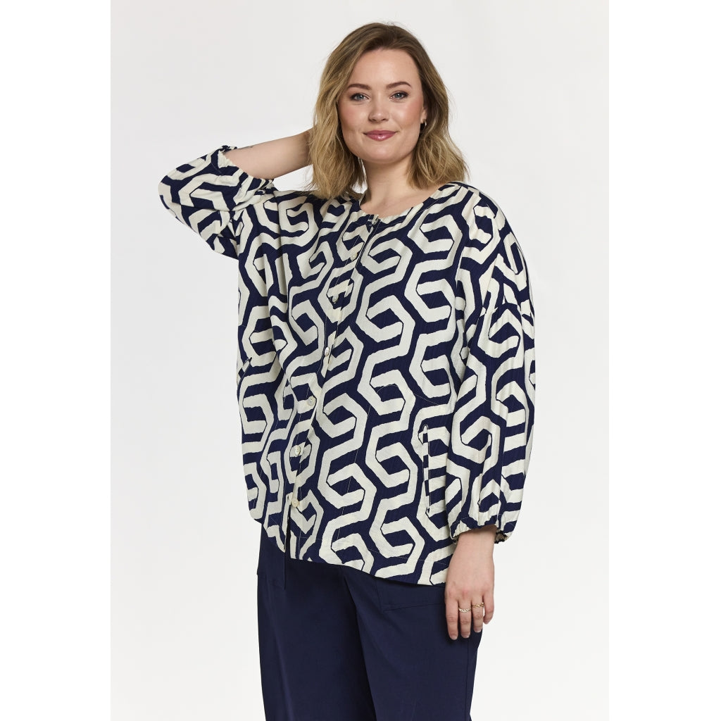 Gozzip Woman GAnnbrit Shirt Shirt Blue offwhite print