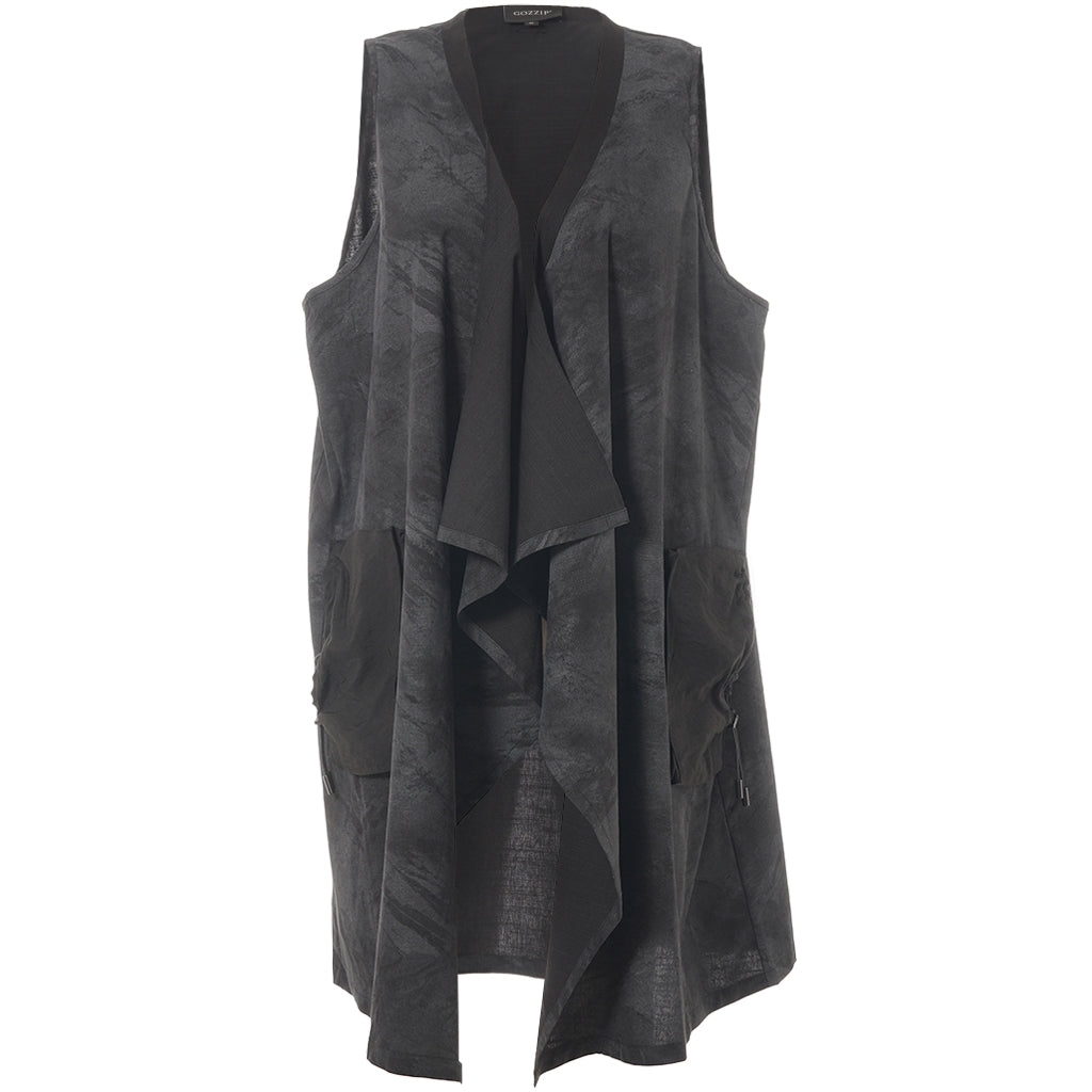 Gozzip Woman GElena Waistcoat long Waistcoat Black