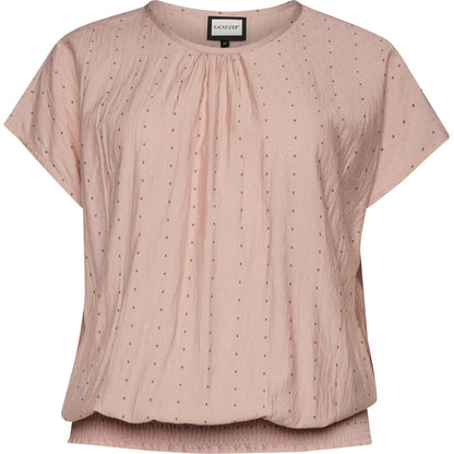 Gozzip Woman GElise Blouse Blouse Rose with brown and silver dots