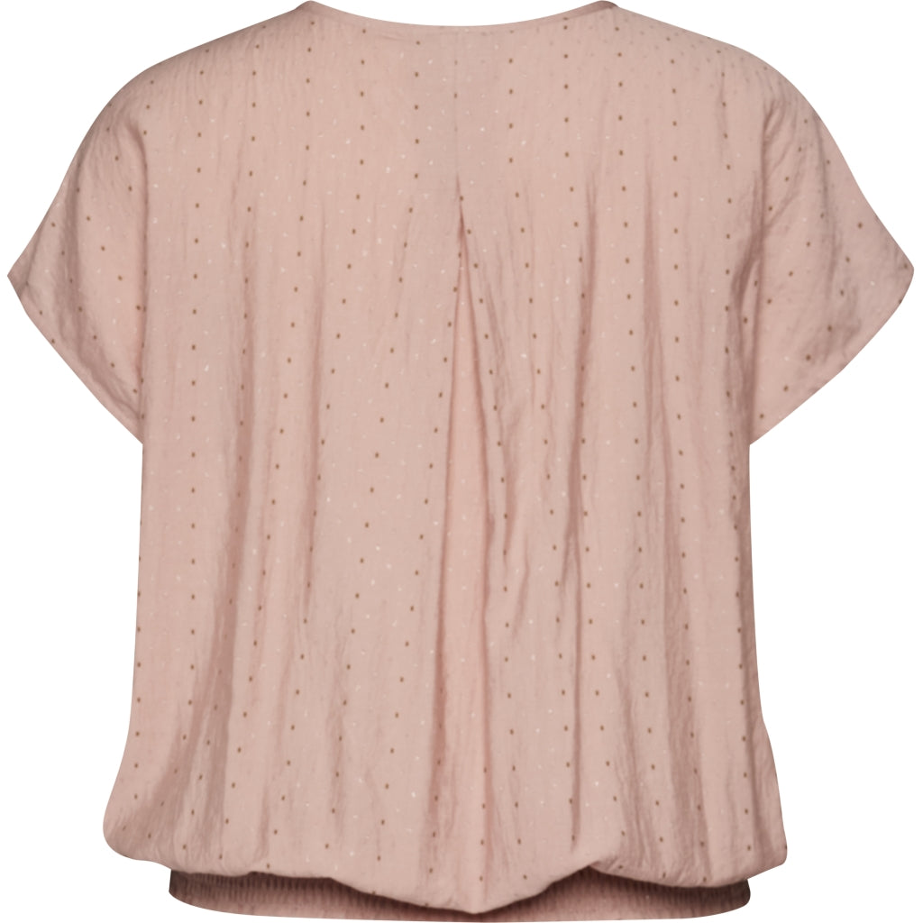 Gozzip Woman GElise Blouse Blouse Rose with brown and silver dots