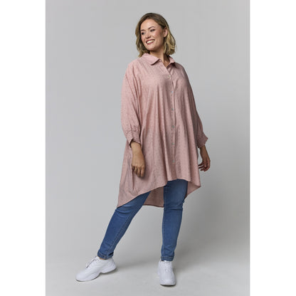 Gozzip Woman GGerda Oversize shirt Tunic Oversize shirt tunic Rose with brown and silver dots