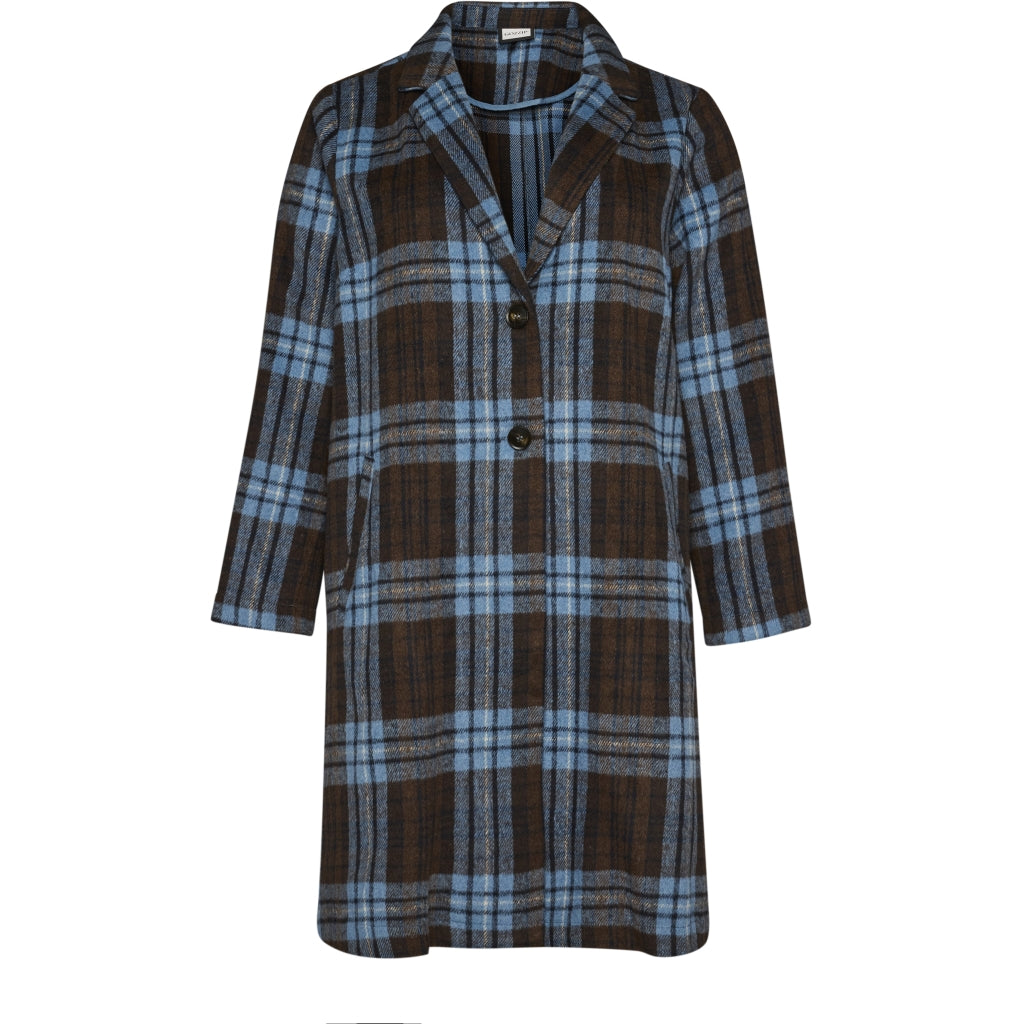 Gozzip Woman GHuld Coat Coat Blue brown checks