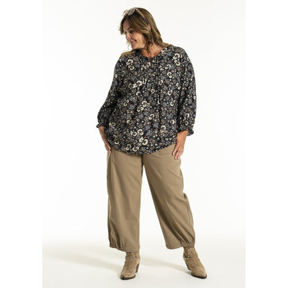 Gozzip Woman GIben Blouse Blouse Black Print