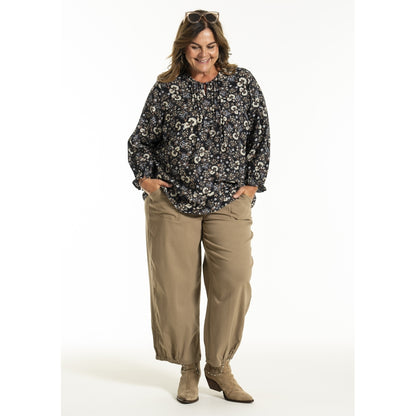 Gozzip Woman GIben Blouse Blouse Black Print