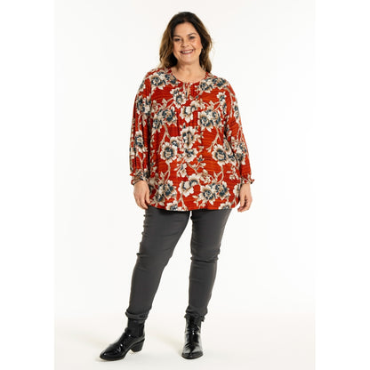 Gozzip Woman GIben Blouse Blouse Pumpkin Flower