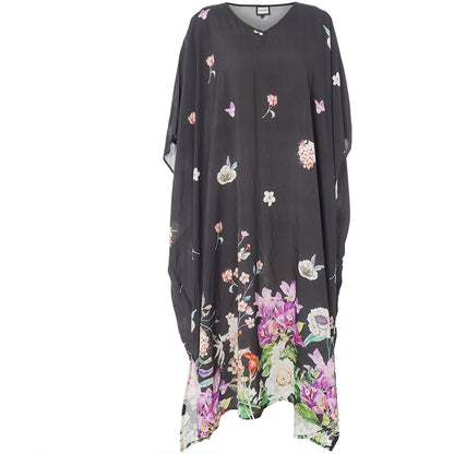 Gozzip Woman GLia Oversize Dress Oversize Dress Black with flower