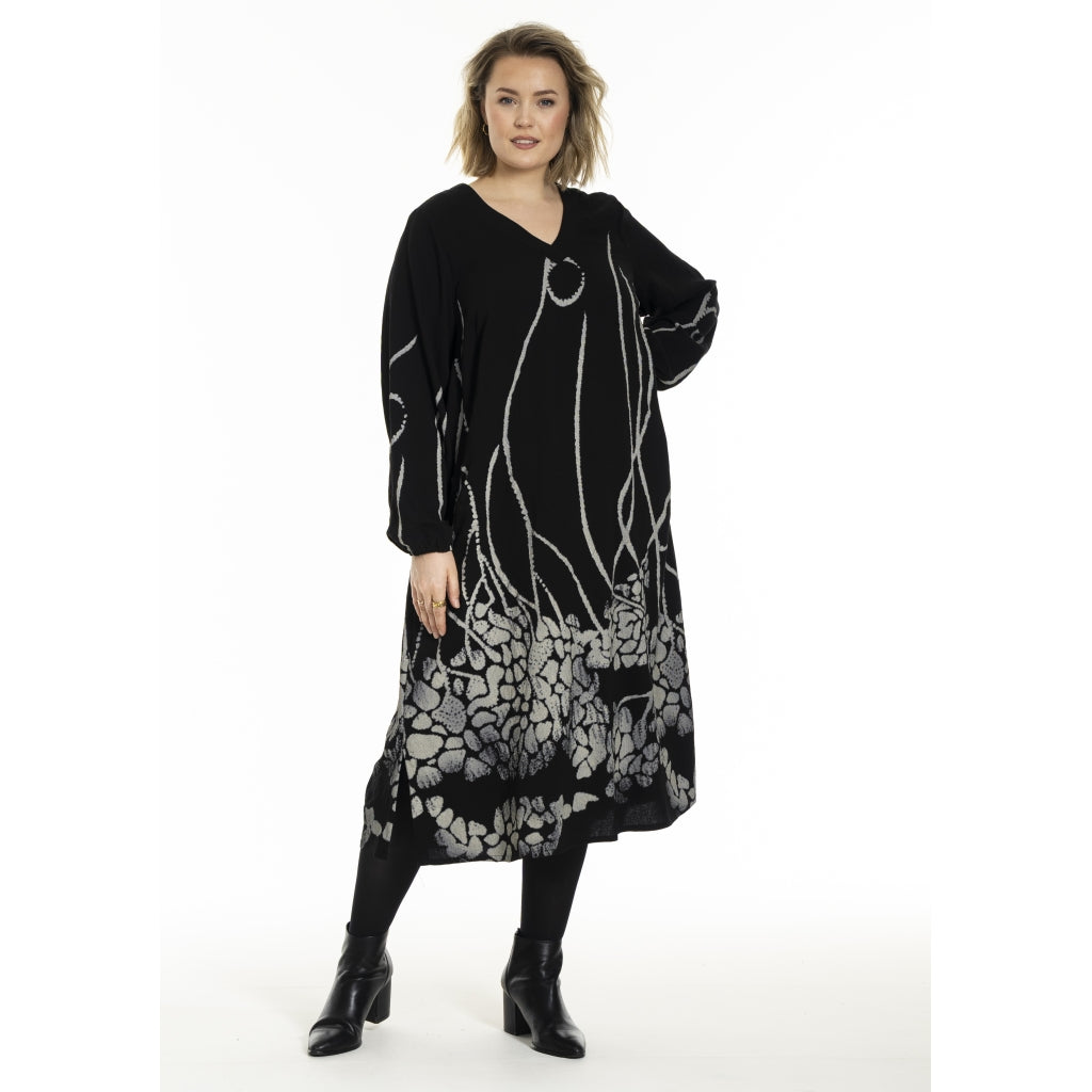 Gozzip Woman GMalene Dress Dress Black with border print