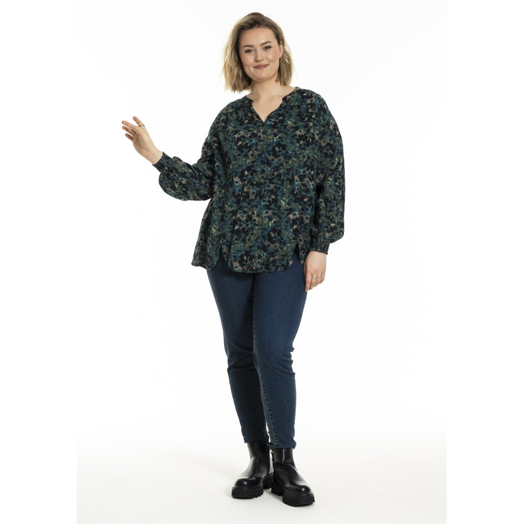 Gozzip Woman GMalina Blouse Blouse Green Print