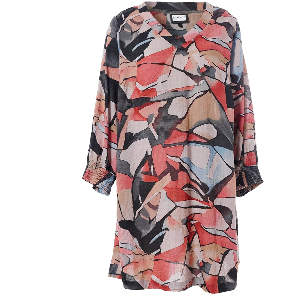 Gozzip Woman GMeta Tunic Tunic Grey-Pumpkin print