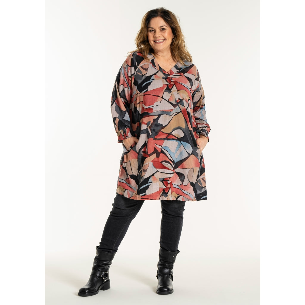 Gozzip Woman GMeta Tunic Tunic Grey-Pumpkin print
