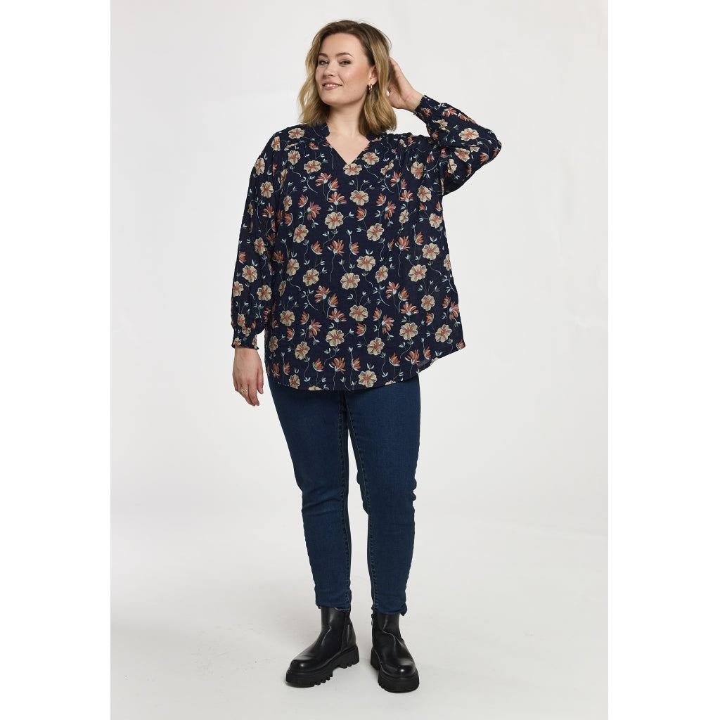 Gozzip Woman GSilke Blouse Blouse Navy Print