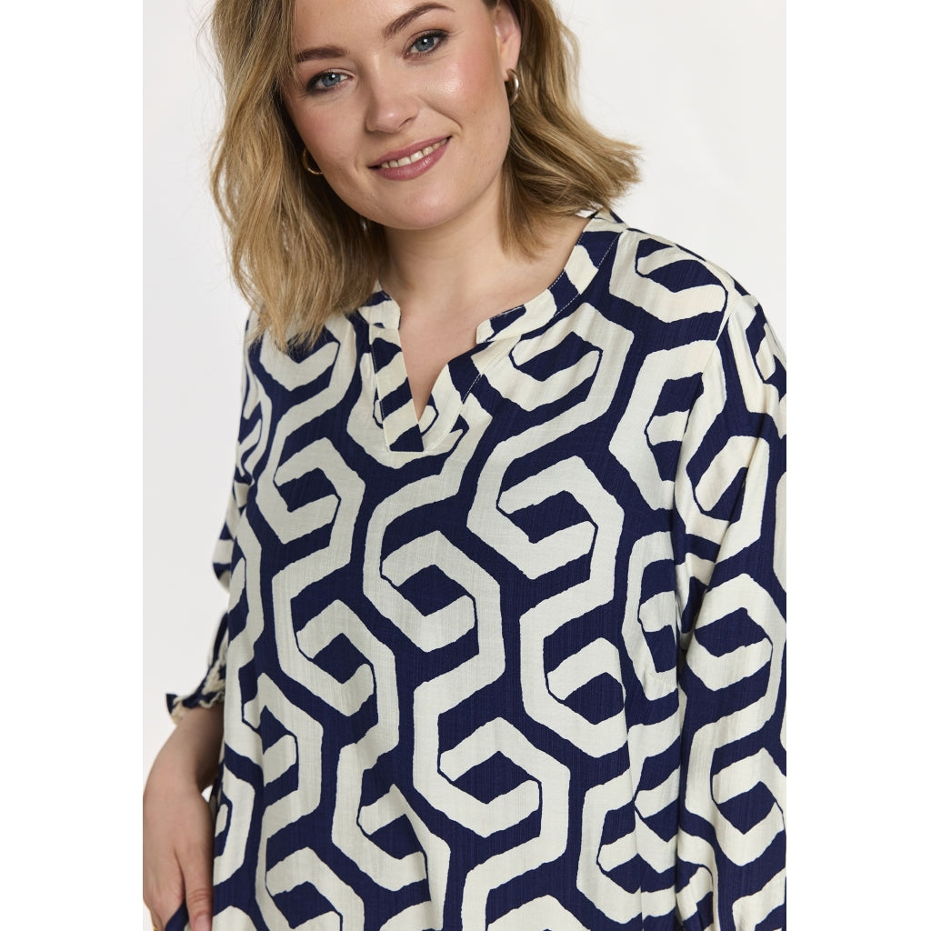 Gozzip Woman GValdis Dress Dress Blue offwhite print