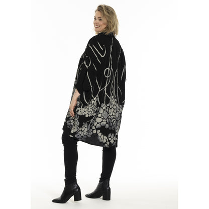 Gozzip Woman Gerda Oversize shirt Tunic Shirt Tunic Black with border print
