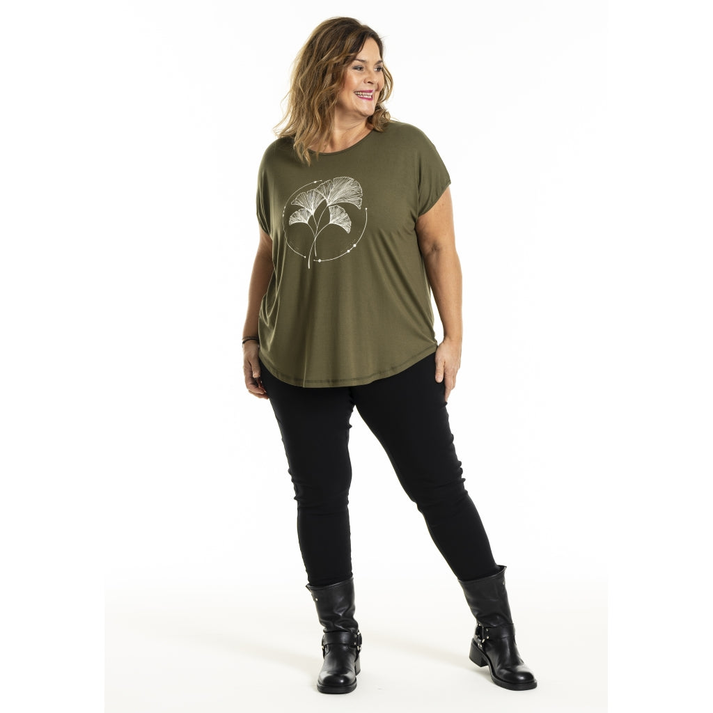 Gozzip Woman Gitte T-shirt with print T-Shirt Olive