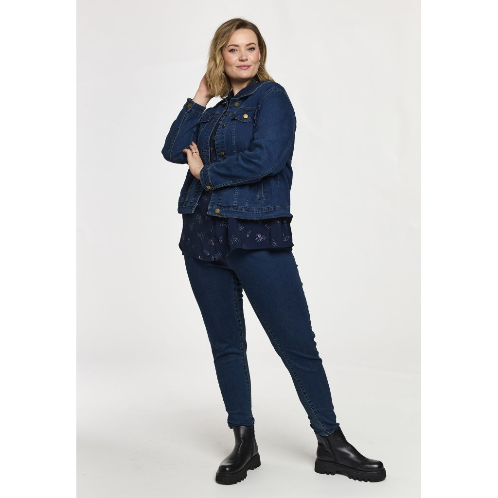 Gozzip Woman Maya Denim Jacket Jacket Dark blue denim