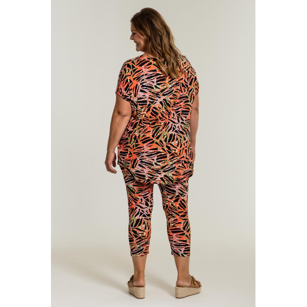 Gozzip Woman Merete 7/8 Leggings 7/8 leggings Coral Muliti Print