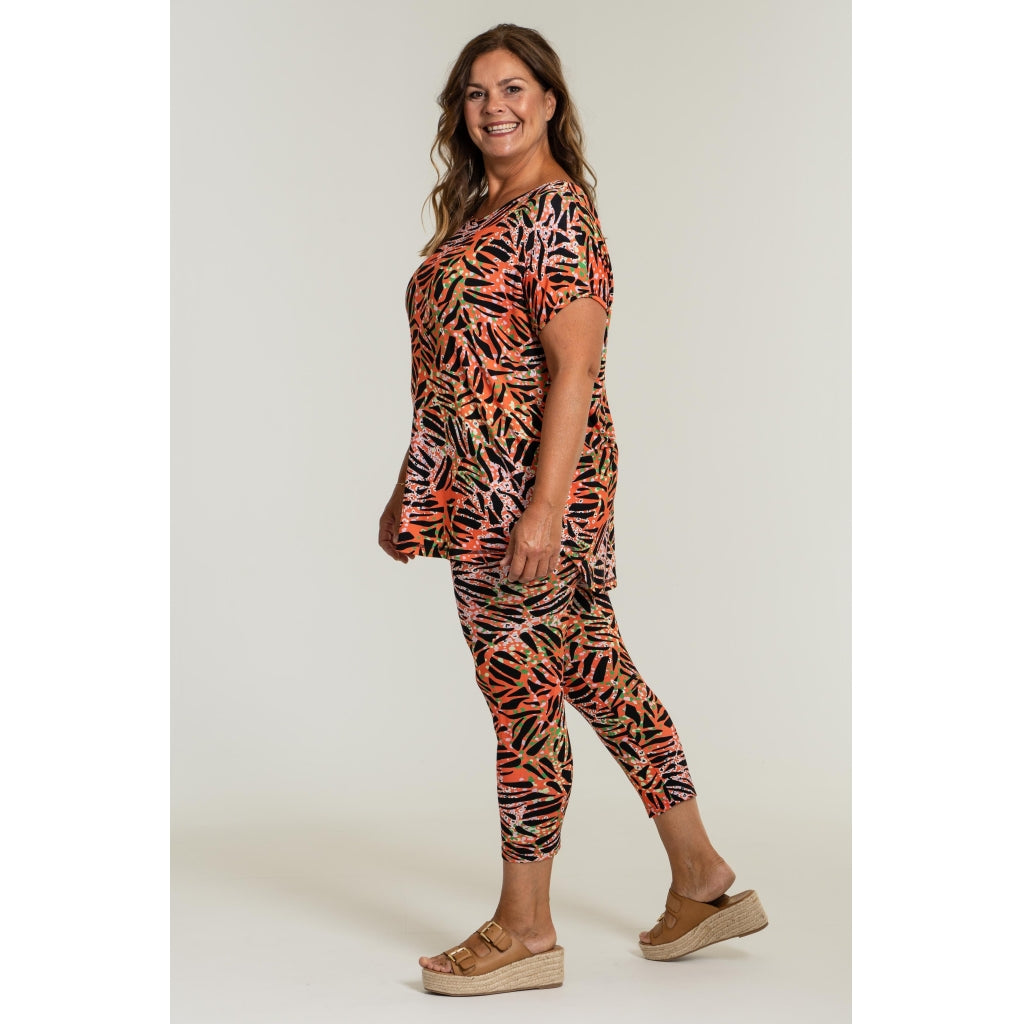 Gozzip Woman Merete 7/8 Leggings 7/8 leggings Coral Muliti Print