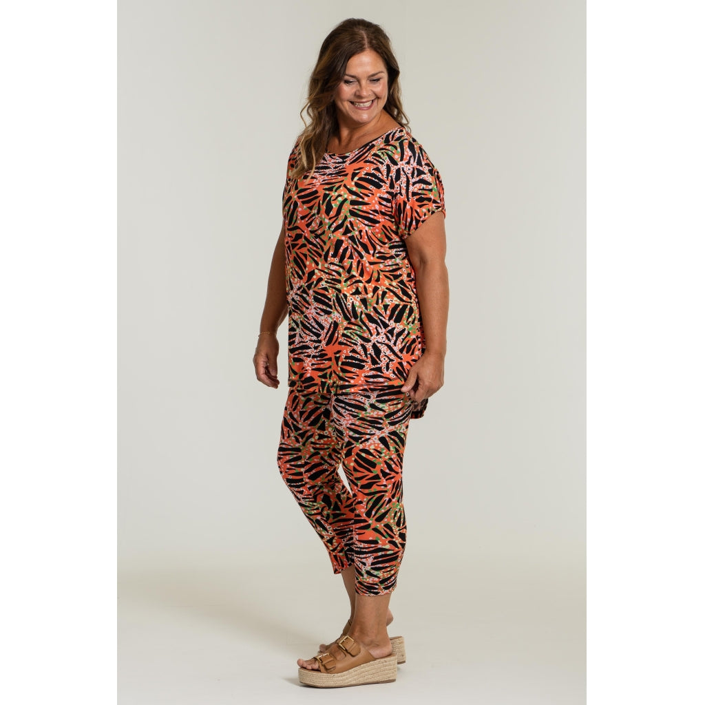 Gozzip Woman Merete 7/8 Leggings 7/8 leggings Coral Muliti Print