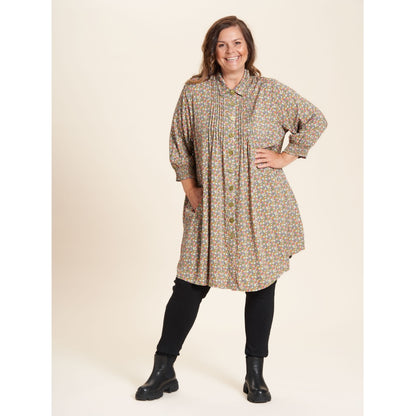 Gozzip Woman Sabina Shirt Tunic Shirt Tunic Gold Olive Printed